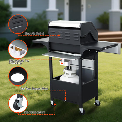 69000 BTU Output Propane Gas Grill with Side Burner and 6 Main Burners - Double-layer Stainless Steel Lid, Cast Iron Grids and Plate, Easy-Clean Grease Management for Perfect BBQs
