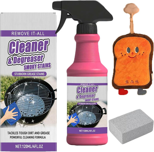 Fast-Acting Heavy-Duty Grill Degreaser Spray, BBQ Cleaner for Gas, Charcoal & Smoker Grates, Leak-Proof 4 Fl Oz Travel Size (3pc)