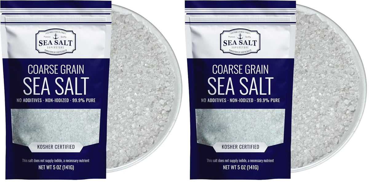Sea Salt Superstore Coarse Sea Salt for Grinder Refill, Non-Iodized, 14 oz