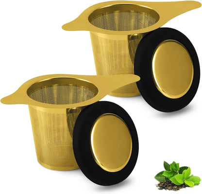 Tea Infuser Basket Stainless Steel Tea Strainer Tea Filter With Small Strainer And Lid Tea Diffuser For Loose Leaf Tea Superior Brewing Experience (One pack silver)