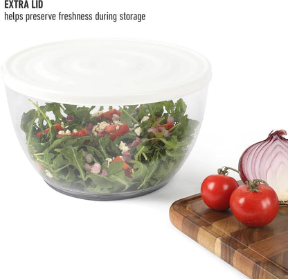 Calphalon Aero 6.3-Qt Stainless Steel Salad Spinner, Fruit & Vegetable Washer Bowl with Strainer Basket for Washing Lettuce, Spinach, Herbs & Fresh Produce
