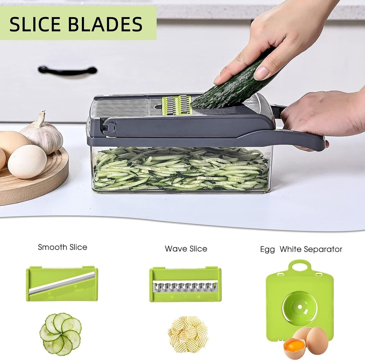 Vegetable Chopper with Container 16-in-1, 7 Blades Food Dicer Veggie Slicer | Onion, Tomato, Salad, Slap, Fruit Cutter with Sharp Stainless Steel Blades, All-in-One Kitchen Prep Tool