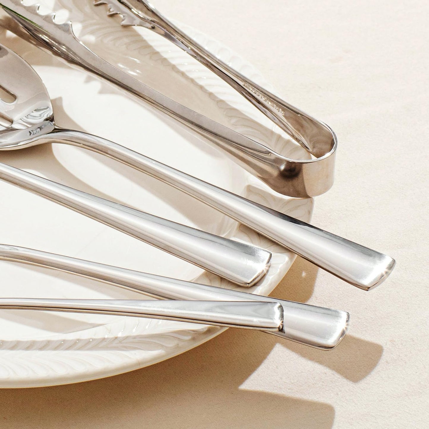 KINGSTONE 8 Piece Serving Utensils Set, 18/10 Stainless Steel Serving Utensils, Slotted Spoon, Serving Spoon, Fork, Tong, Soup Ladle, Cake Server for Buffet, Parties, Kitchen