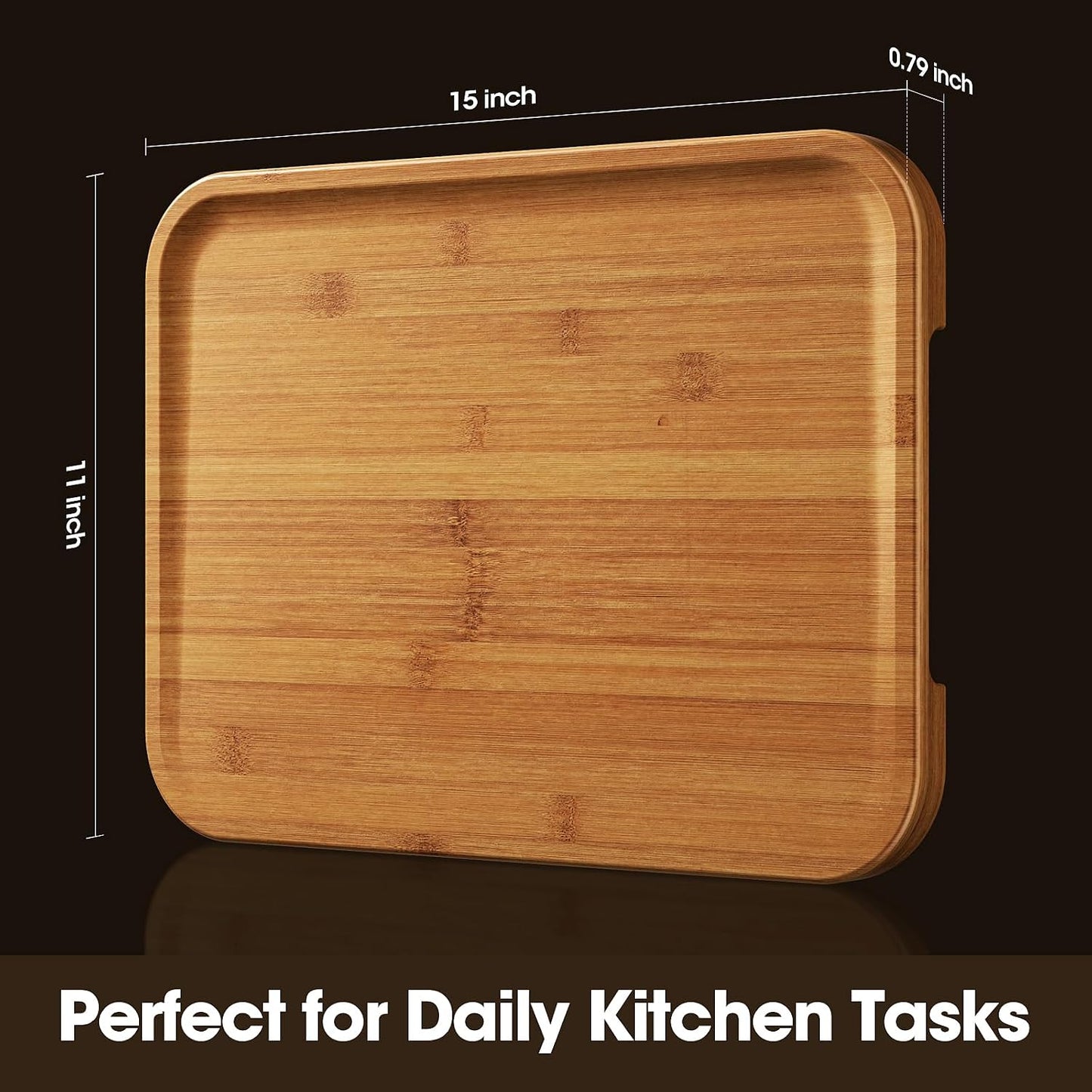 Starkbear Acacia Wood Cutting Board Set of 3 with Stand, Core-Cut Non Slip Wooden Chopping Block, Sloped Juice Groove Reversible Charcuterie Serving Tray for Modern Kitchen Gift