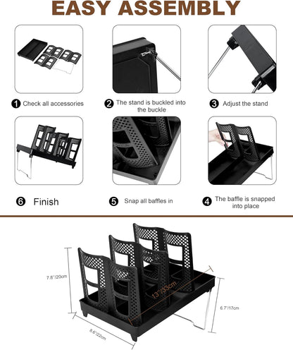 Coffee Cup Holder,Cup and Lid Dispenser with Stand,Disposable Cups Organizer,3 Slots,for Coffee Station,Bar,Office,Home,Restaurant,Breakroom,Countertop