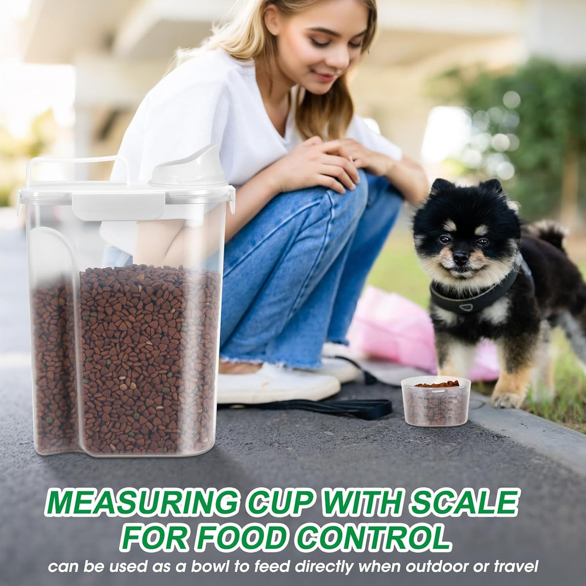 TBMax 10 Lbs Cat Dog Food Storage Container, 2026 Upgraded Large Pouring Container for Pet Food Storage, Bird Seed Dispenser, Portable Travel Kibble Holder -Dark Green