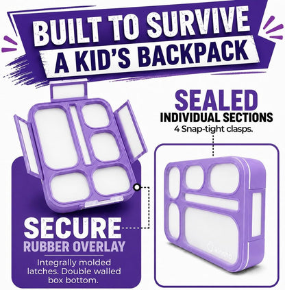 kinsho Lunch Box for Kids Boys Girls - Bento Box Set with Insulated Bag and Ice Pack, 6 Compartment Leak Proof Food Container, BPA-Free, Microwave Safe, Ideal for School & Work, Teal