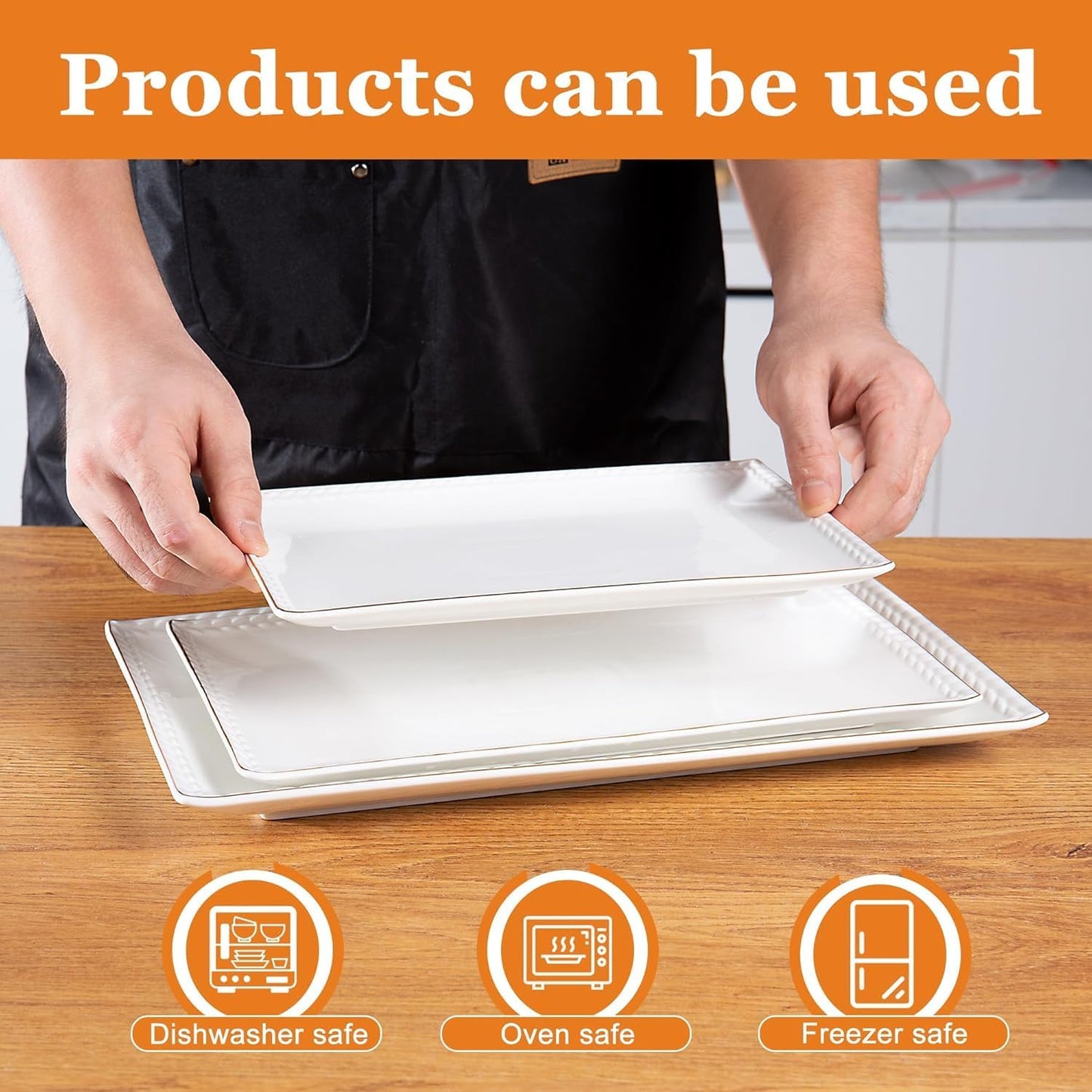 Kassel Ceramic Serving Platter Set | 14”/12”/10” Oval Serving Trays for Entertaining at Parties and Weddings | Oven Safe Large Serving Trays for Tacos, Steak, and Cake