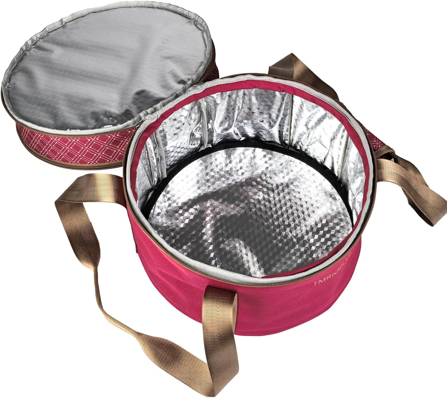 Pie Carrier With A Lid And Handle, With A Hard Edge That Won'T Collapse, Round Insulated Casserole Carrier,It Is Suitable For The Safe Transportation Of Cold And Hot Food (Red)