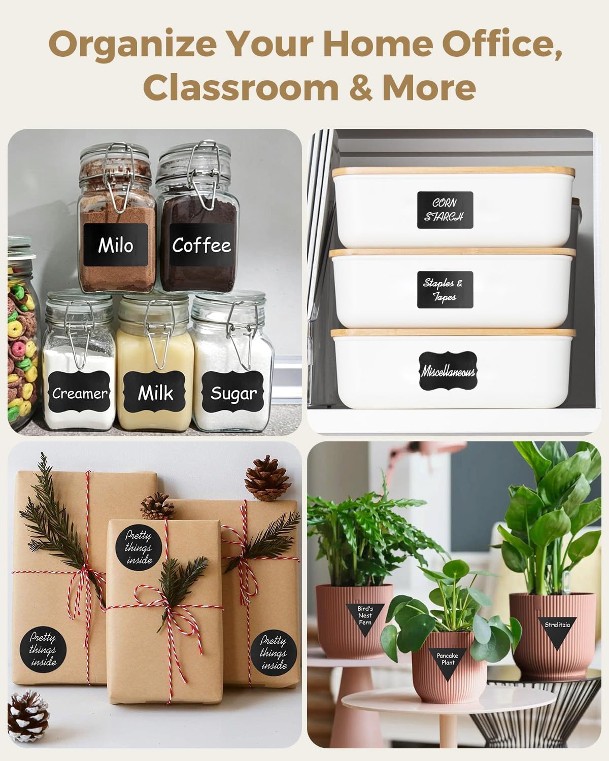 Chalkboard Labels, 240 PCS Waterproof Reusable Blackboard Stickers with 1 Chalk Marker for Mason Jars, Parties Decoration, Craft Rooms, Weddings, Storage, Home & Kitchen