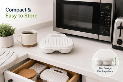 Microwave Egg Poacher BPA-Free by Dependable Industries Inc. Essentials – Quick & Easy 2-Cavity Egg Cooker for Perfect Poached Eggs in Minutes – Dishwasher & Microwave Safe