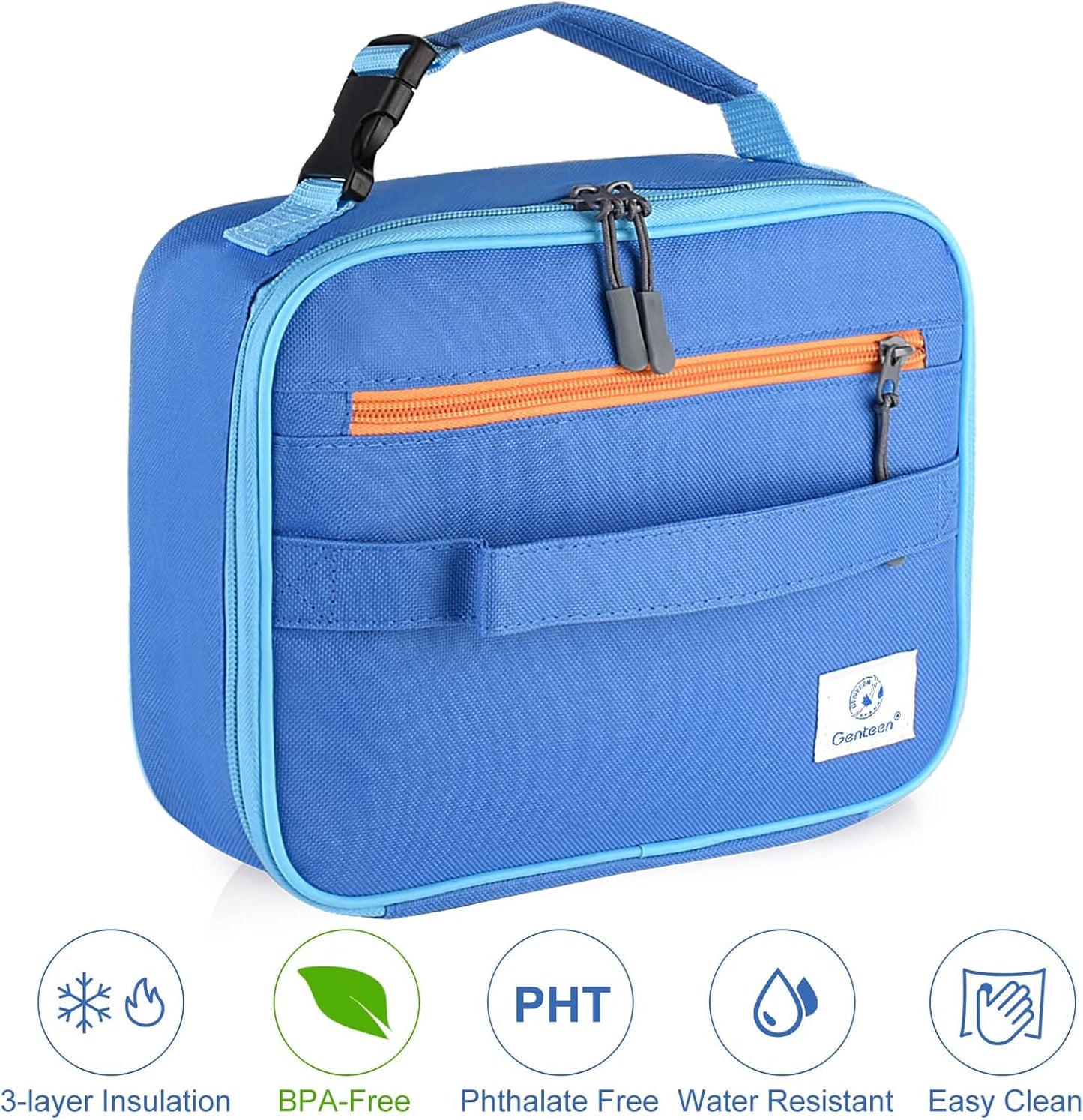 Genteen Lunch Box Kids, Insulated Lunch Bag Kids Boys Girls Back to School, Soft Lunch Box for Men Reusable Lunchbox for Office,Outdoor,School (Black)