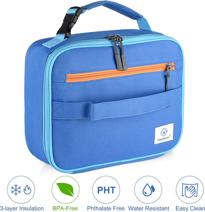 Genteen Lunch Box Kids, Insulated Lunch Bag Kids Boys Girls Back to School, Soft Lunch Box for Men Reusable Lunchbox for Office,Outdoor,School (Black)