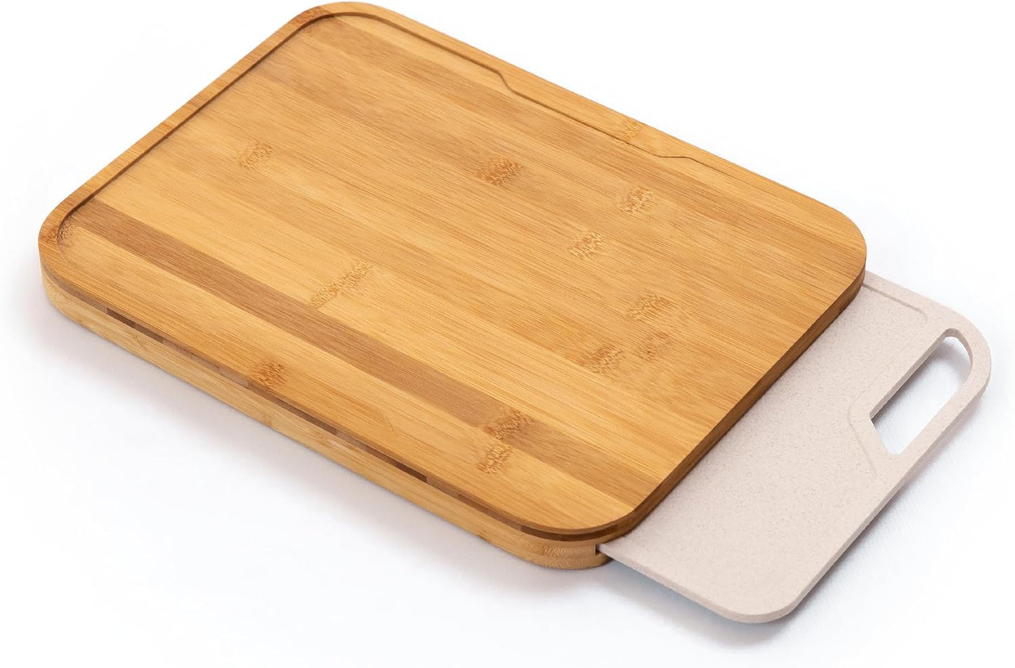 KitchenEdge Premium Acacia Cutting Board with Nesting Rice Fiber Chopping Board for Cooking Prep, 2 Piece Kitchen Set, Non-Slip Feet with Juice Groove, Heavy Duty, Pre Oiled, 17” x 12.5”