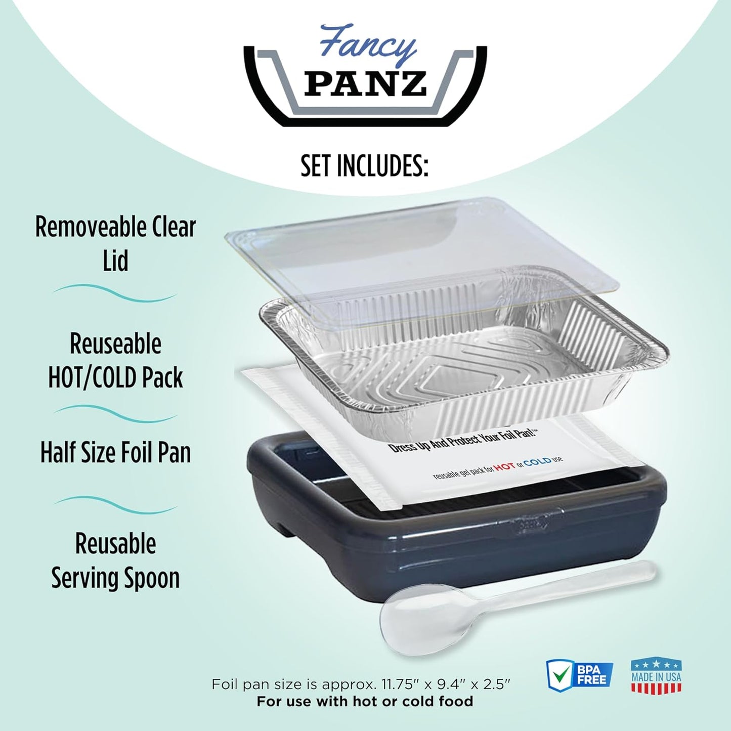 Fancy Panz Red Premium Aluminum Foil Pan Carrier with Secure Latch Lid - Reusable Casserole Carrier for Half Size Pans - Food Transport Holder for Potlucks, Parties, Tailgates & Entertaining