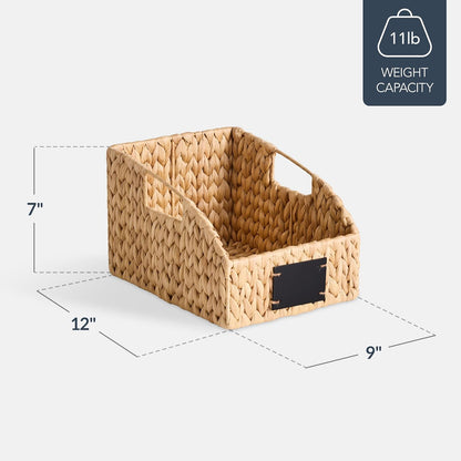 Best Choice Products Water Hyacinth Pantry Storage Baskets, Wicker Baskets w/Built-in Handles, Handwoven Shelf Baskets for Organizing, Pantry Organizers and Storage, 3-Pack - Chestnut