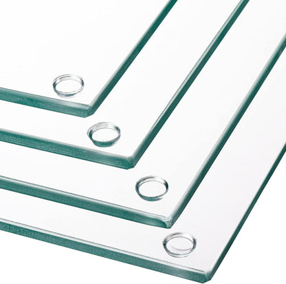 Hacaroa Set of 4 Tempered Glass Cutting Board, 10"x10" Small Square Chopping Board with Rubber Feet, Non-slip Placemat Tray for Kitchen Countertop, Shatter-Resistant, Clear