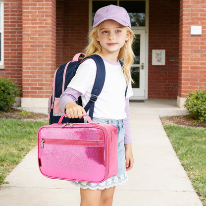 FlowFly Kids Lunch box Insulated Soft Bag Mini Cooler Back to School Thermal Meal Tote Kit for Girls, Boys, Black