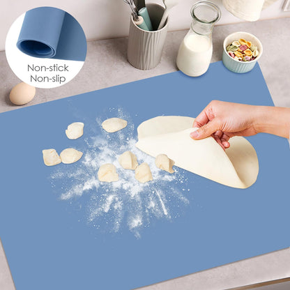 Extra Large Dark Green Countertop Mat - Silicone Table Kitchen Desk Mat - Non-Slip & Heat Resistant - Dinner Placemat Pastry Dough Rolling Mat - Colors B