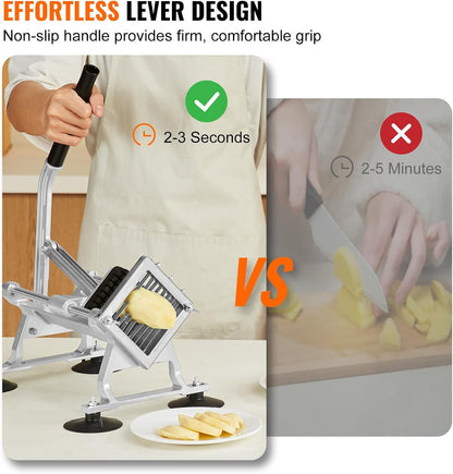 VEVOR Commercial Vegetable Slicer, 3/8" and 3/16" Tomato Slicer, Stainless Steel and Aluminum Alloy Vegetable Cutter Slicer, Manual Tomato Slicer with Non-slip Feet, for Tomatoes, Potatoes, Onions
