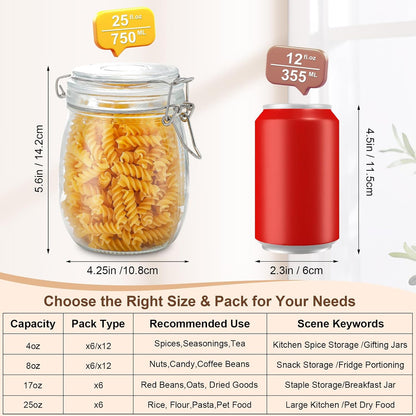 Spice Jars Set of 6, 4 oz Glass Spice Jars with Airtight Lids and Labels, Small Seasoning Jars for Spices, Herbs, Kitchen Spice Organizer