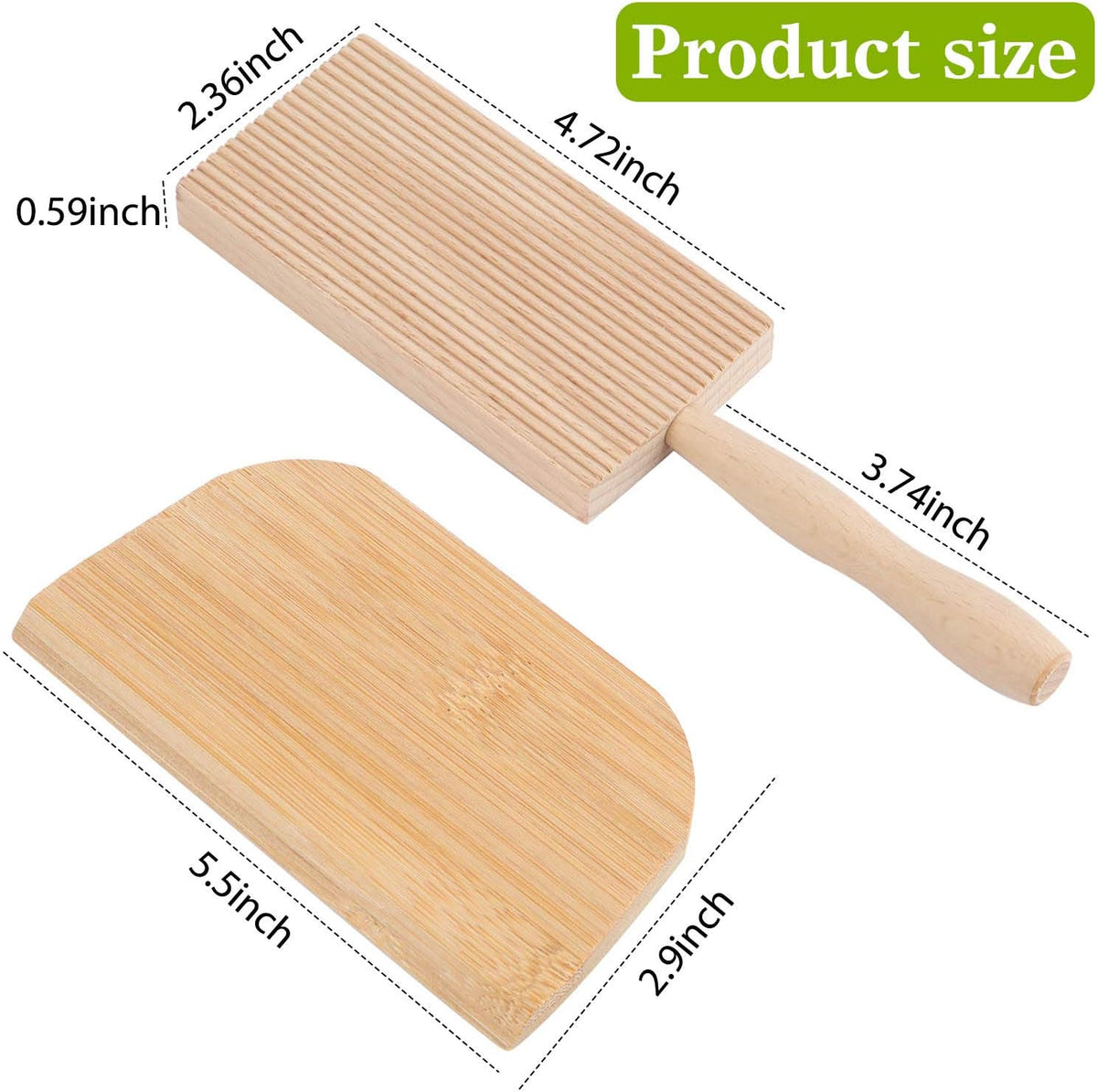 Patelai 8 Inch Gnocchi Board Wood Pasta Making Board with Dough Scraper