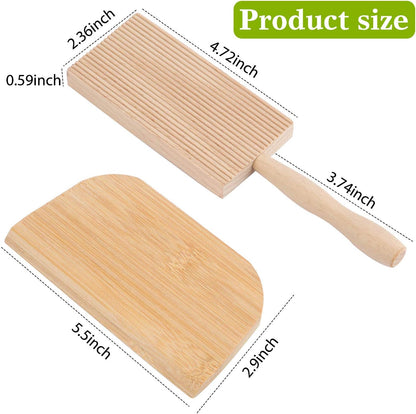 Patelai 8 Inch Gnocchi Board Wood Pasta Making Board with Dough Scraper