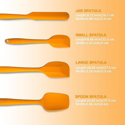 4 Piece Silicone Spatula Set, Flexible Heat Resistant Non-scratch Baking Cooking Rubber Spatulas with Stainless Steel Core, Black