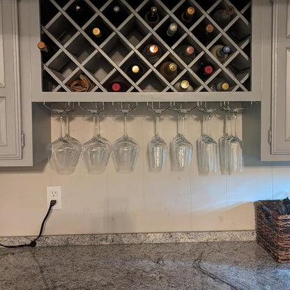 14-Inch Gold Wine Glass Rack, Under Cabinet Wine Glass Holder Stainless Steel Stemware Rack - Hanging Stemware Holder for Cabinet Kitchen Bar, Set of 2