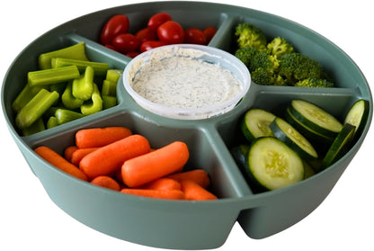 Heavy-Duty Divided Serving Tray with Leakproof Lid-6 Divided Compartments to Serve & Store Food, Snacks, Fruit Tray, Veggie Platter - 100% Made In USA by TEGRIWARE (Arctic Blueberry)