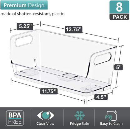 Sorbus Stackable Storage Bins Open Front - Clear Stackable Storage Bins - Pantry Bins for Storage and Organization - Acrylic Stackable Bins for Kitchen - Clear Pantry Organizer Bins (Medium 2 Pack)