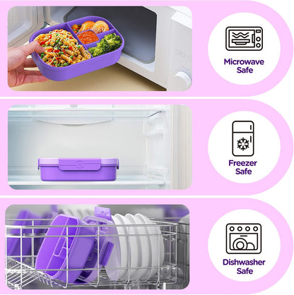 Jelife Lunch Box Kids Bento Box - 1300ml Large Bento-Style Bento-Box Adults Lunch Box, Ideal Leak Proof Bento Lunch Boxes for Kids School, BPA Free Lunchbox Containers for Teens Toddlers, Purple