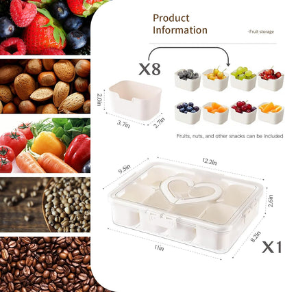 6-Compartment Snackle Snack Bowl with Lid-Microwave & Dishwasher Safe Divided Serving Bowl for Fruit,Veggies & Snacks-Portable Snack Organizer for Picnics,Road Trips & Parties (1 pcs 6 Compartment)
