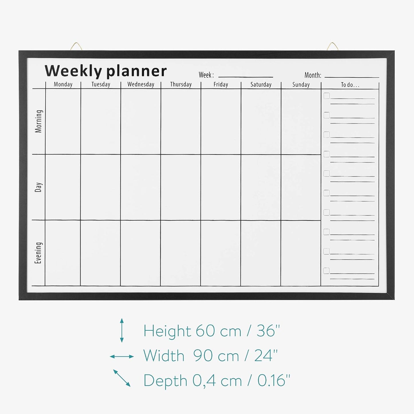 Navaris Weekly Planner White Board - 24" x 36" Magnetic Dry Erase Whiteboard Calendar with 7-Day Week Plan for Wall - Includes Markers and Magnets