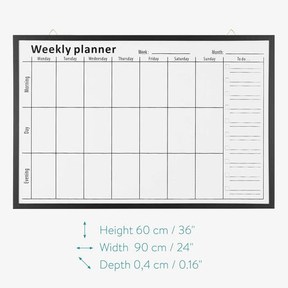 Navaris Weekly Planner White Board - 24" x 36" Magnetic Dry Erase Whiteboard Calendar with 7-Day Week Plan for Wall - Includes Markers and Magnets