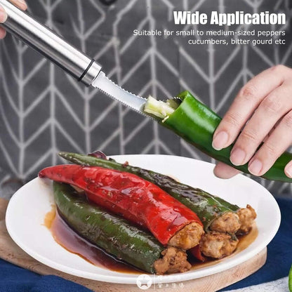 Jalapeno Corer,2PCS Cucumber Corer Jalapeno Corer Tool Rubber Handle