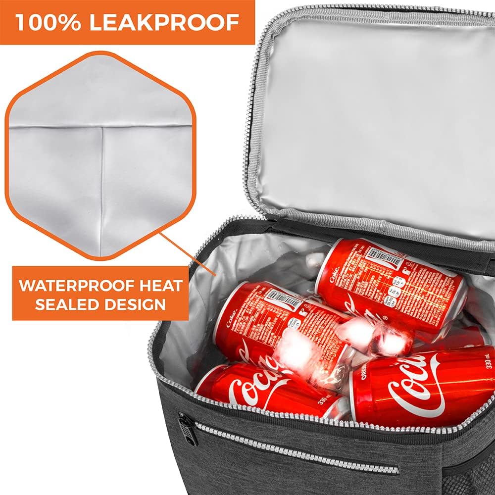 opux Insulated Lunch Box Men Women, Lunch Bag for Work School, Leakproof Soft Cooler Tote Adult, Large Lunch Pail Kids Boys Girls, Picnic Beach Food Bag with Shoulder Strap, Purple Floral