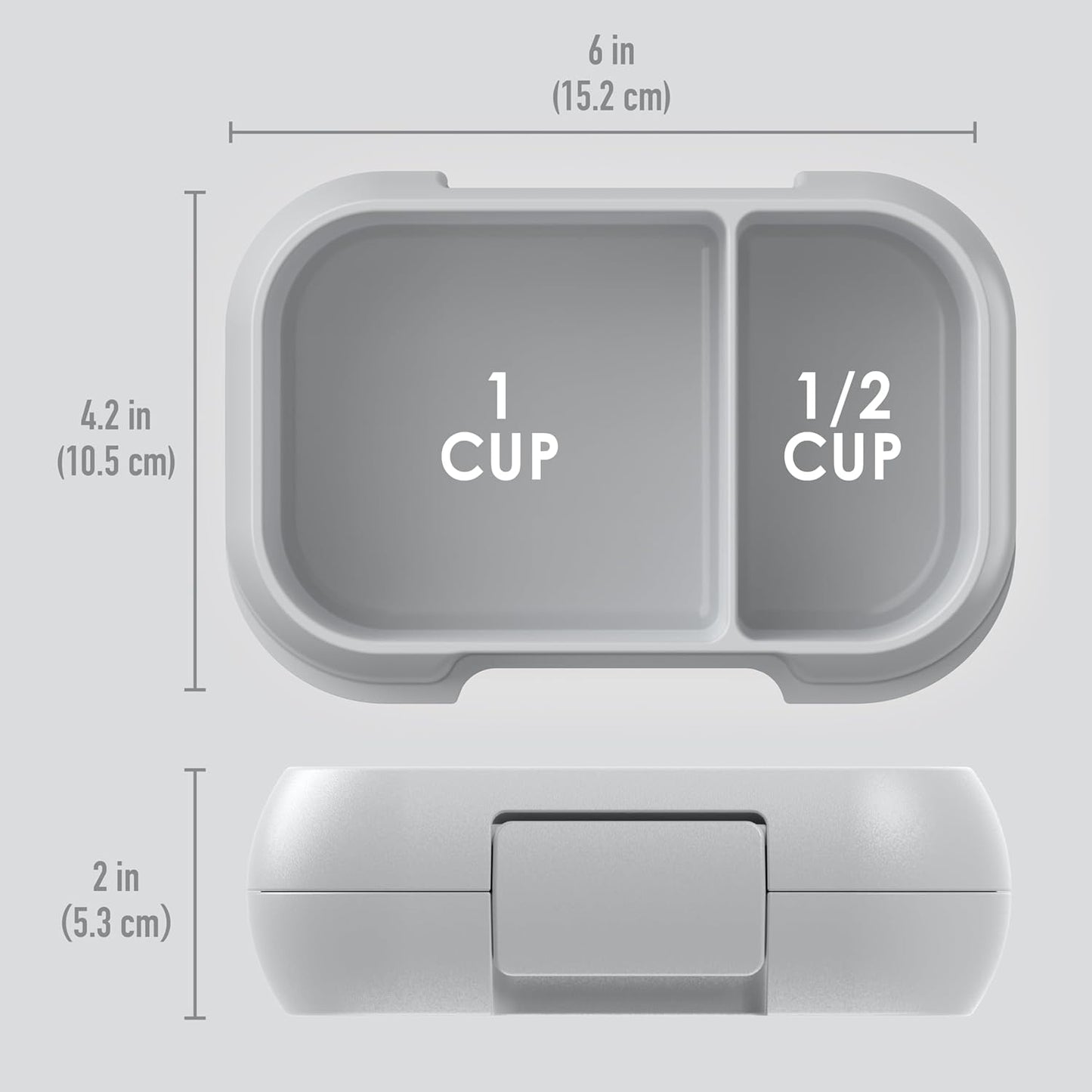 Bentgo Kids Snack - 2 Compartment Leak-Proof Bento Box Container for Snacks and Small Meals, Easy-Open Latch, Dishwasher Safe, BPA-Free for School, Daycare, & Sports - Ideal for Ages 3+ (Gray)