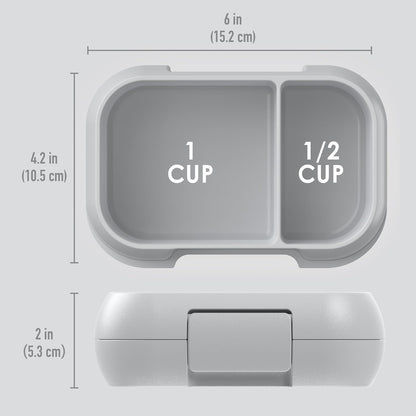 Bentgo Kids Snack - 2 Compartment Leak-Proof Bento Box Container for Snacks and Small Meals, Easy-Open Latch, Dishwasher Safe, BPA-Free for School, Daycare, & Sports - Ideal for Ages 3+ (Gray)