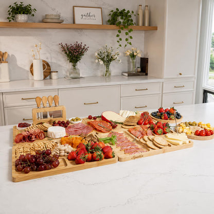 SPATIX Bamboo Charcuterie Boards Set Large Cheese Board Set with Charcuterie Accessories Perfect Birthday Gifts for Couple and House Warming Gifts New Home Gift