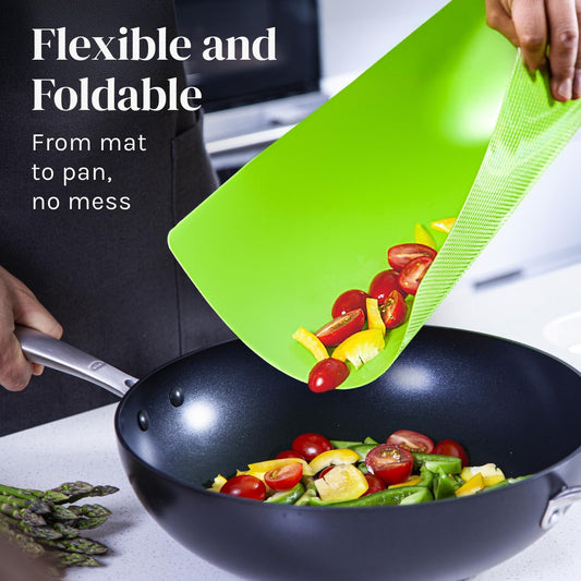 Extra Thick Flexible Plastic Cutting Board Mats, Set of 6 for Kitchen, BPA Free, Non-Slip Waffle Back, Dishwasher Safe Cutting Boards, Color Coded with Food Icons, 15x12 Inch - Cooler Kitchen