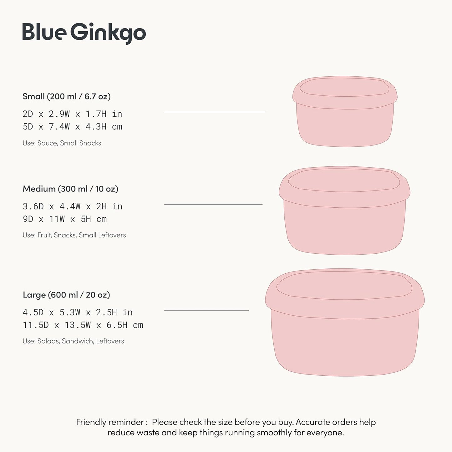 BLUE GINKGO Nesting Silicone Containers - Set of 3 Hard-Shell Silicone Food Storage Containers | BPA Free, Airtight, Dishwasher and Freezer Safe (6.7oz, 10oz, 20oz) - Green