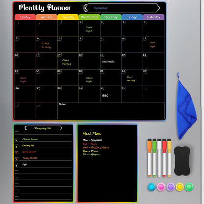 MaxGear 4 Pack Magnetic Fridge Calendar Set, 15" x 11.5" Dry Erase Whiteboard Calendar for Refrigerator, Includes Monthly, Weekly, List and Small Board with 5 Markers, 1 Eraser and 5 Magnets