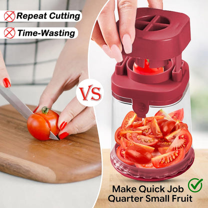 Small Fruit Cutter for Grape, Strawberry, Cherry Tomato (Red)
