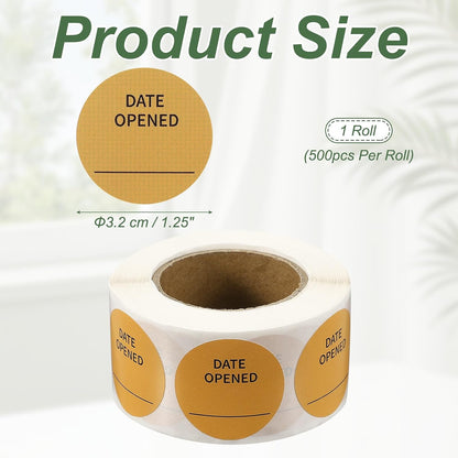 PATIKIL 500 Pcs Date Opened Stickers Roll, 1.25 Inch Food Storage Labels Removable Freezer Labels Adhesive Food Labels for Inventory Organized Kitchen Containers, White and Black