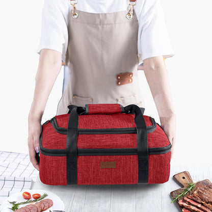 BAGSPRITE Insulated Casserole Carrier for Hot or Cold Food with Heat-resistant Mat, Casserole Dish Carrier Insulated Food Carrier, Hot Food Carrier, Foil Pan Carrier Fits 9" x 13" Baking Dish