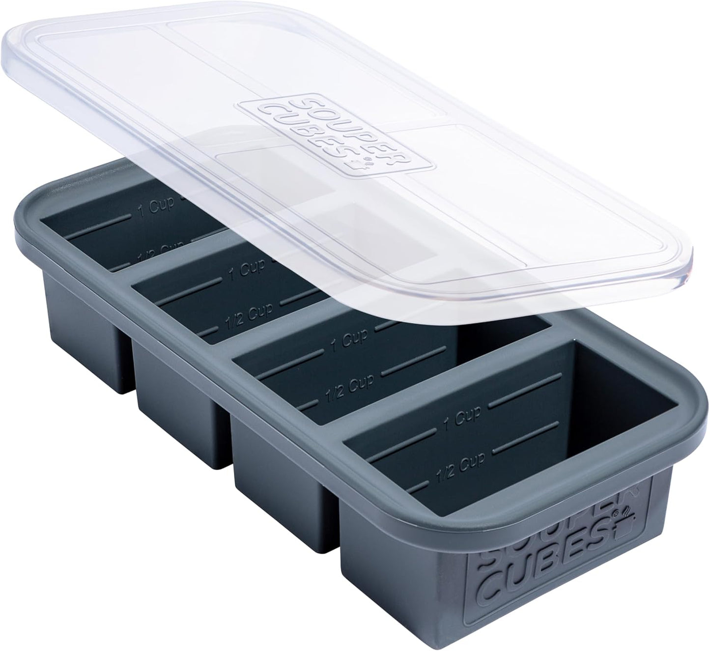 Souper Cubes 1 Cup Silicone Freezer Molds - Soup Cubes Perfect for Freezing Broth, Rice, Leftovers and More - Silicone Freezer Trays with Lids for Meal Prep - Aqua - 1-Pack