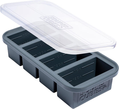 Souper Cubes 1 Cup Silicone Freezer Molds - Soup Cubes Perfect for Freezing Broth, Rice, Leftovers and More - Silicone Freezer Trays with Lids for Meal Prep - Aqua - 1-Pack
