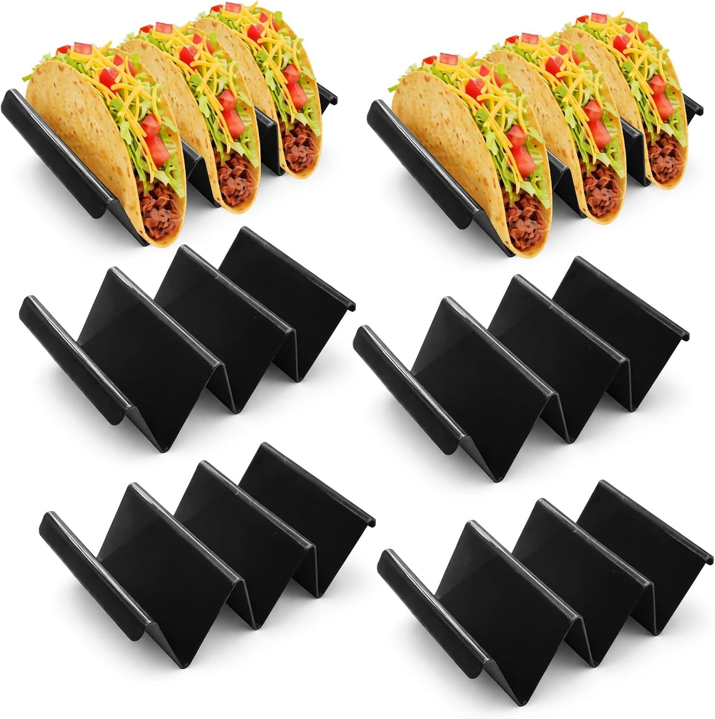 6 Pcs Taco Holder Stands Taco Tuesday Set, Holds Up to 3 Tacos, Premium PP Material Sturdy and Durable, Microwave or Dishwasher Top Rack (Yellow)
