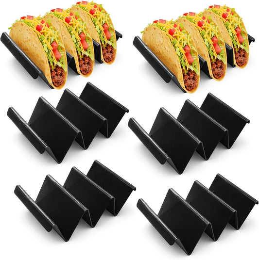 6 Pcs Taco Holder Stands Taco Tuesday Set, Holds Up to 3 Tacos, Premium PP Material Sturdy and Durable, Microwave or Dishwasher Top Rack (Yellow)